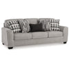 Ashley Delaney Sofa | Gray Polyester | 5 Accent Throw Pillows | Black | 97"