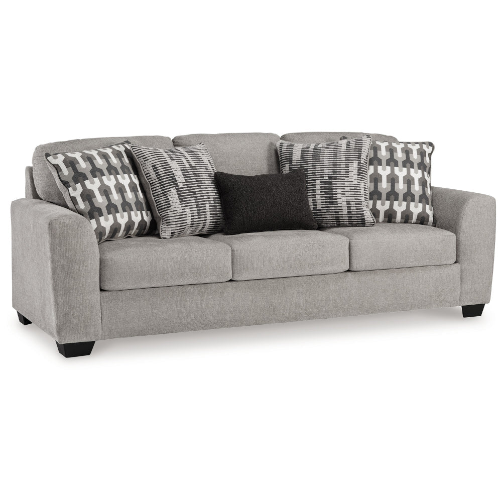Ashley Delaney Sofa | Gray Polyester | 5 Accent Throw Pillows | Black | 97"