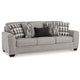 Ashley Delaney Sofa | Gray Polyester | 5 Accent Throw Pillows | Black | 97"