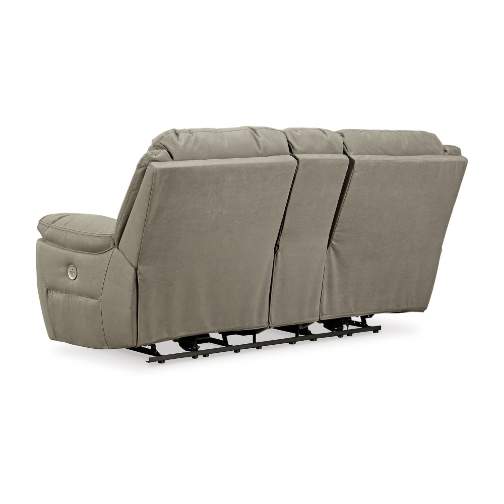 Ashley Zane Power Double Reclining Loveseat | Gray Faux Leather | 80’’ BM328339