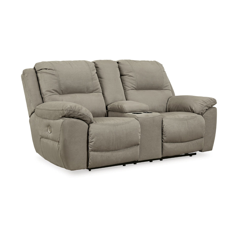 Ashley Zane Power Double Reclining Loveseat | Gray Faux Leather | 80"