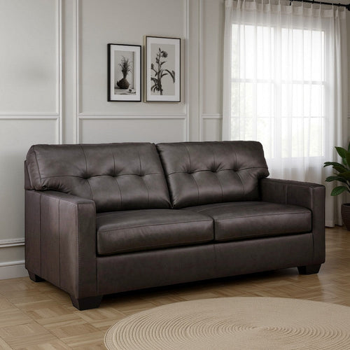 Ashley Zada Full Size Sofa Sleeper | Dark Brown Faux and Real Leather | 74"