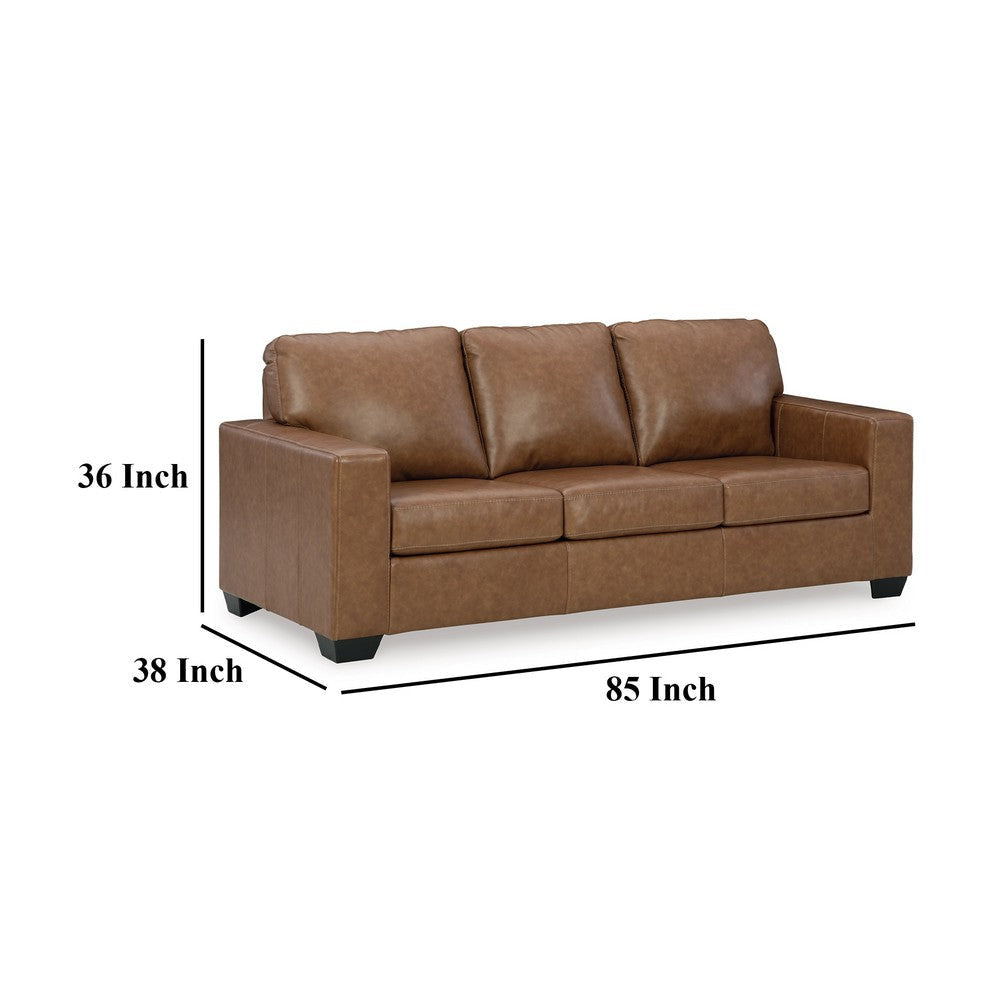 Ashley Miller Sofa | Brown Faux and Real Leather | Soft Cushions | 85’’ BM328342