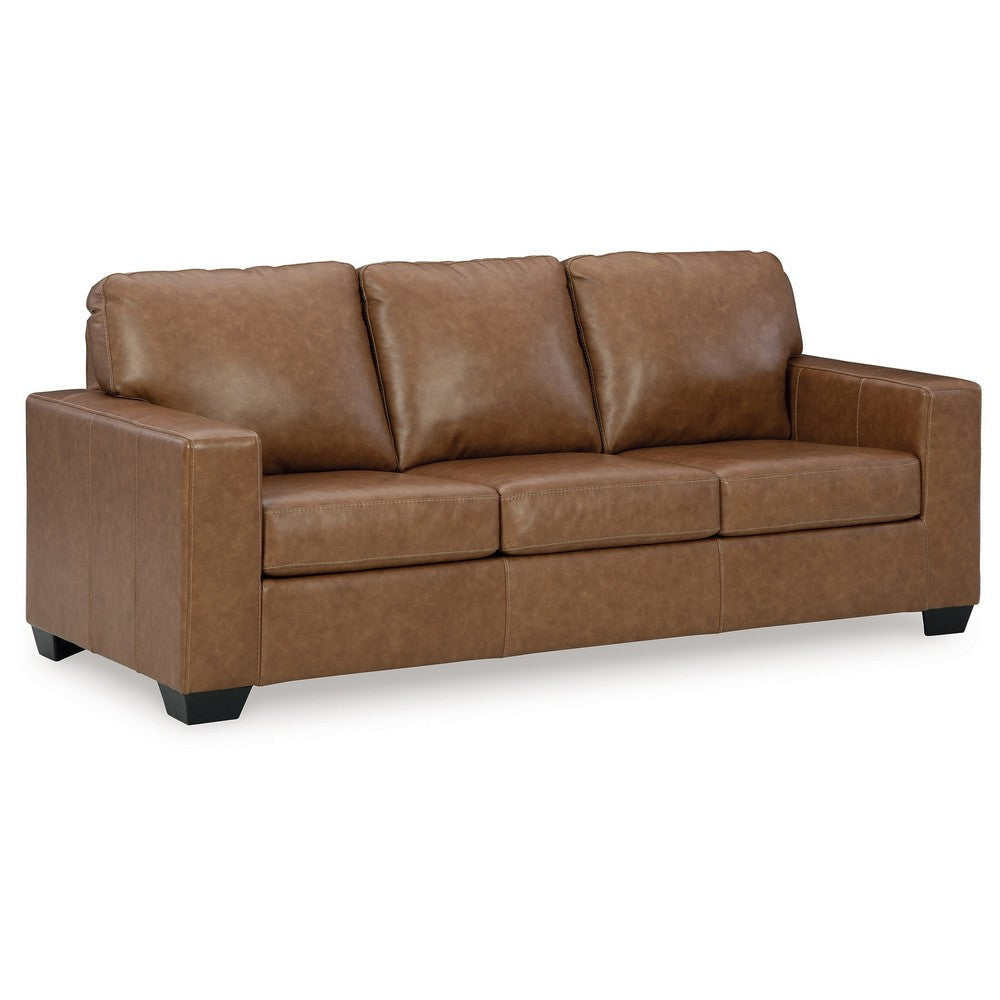 Ashley Miller Sofa | Brown Faux and Real Leather | Soft Cushions | 85’’ BM328342