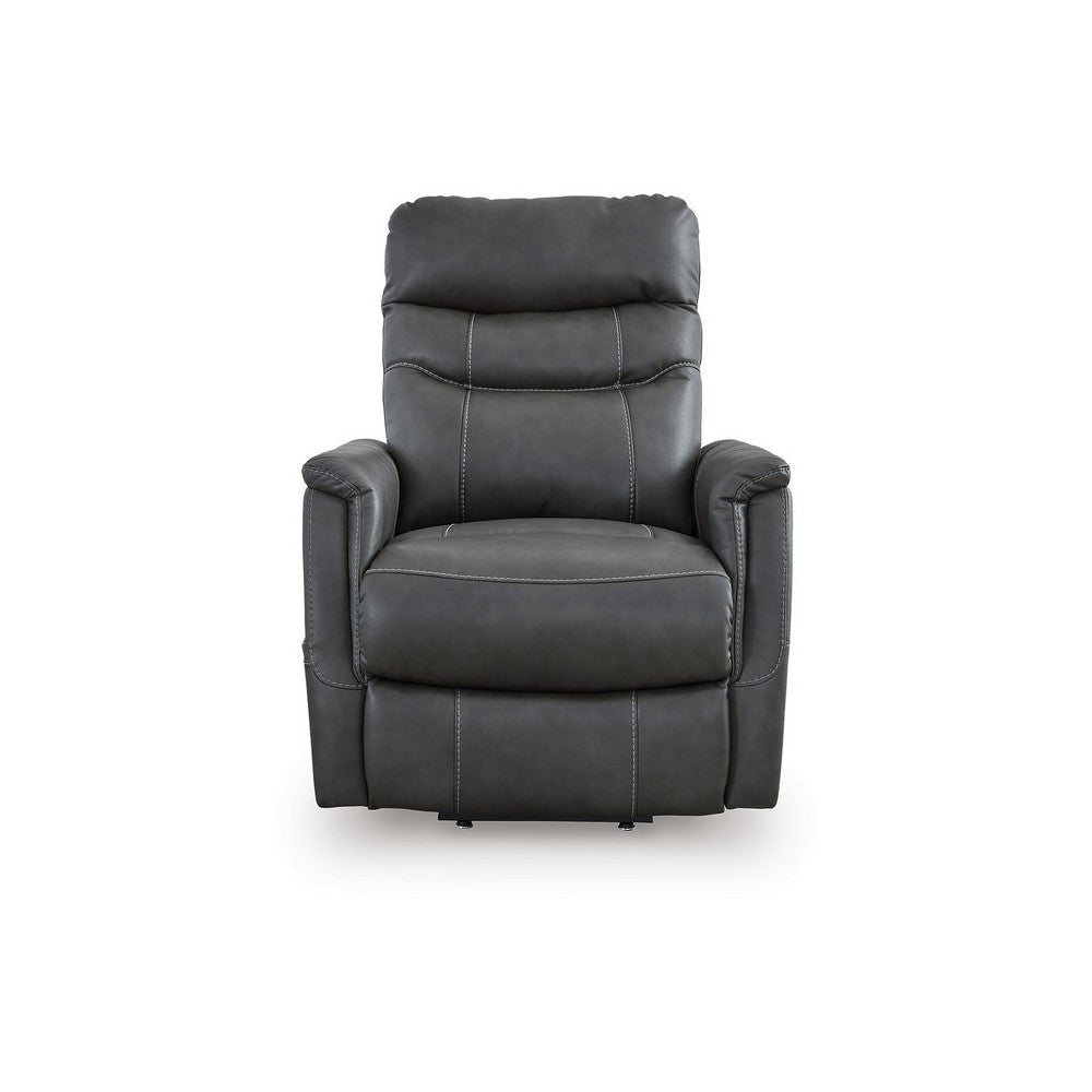 Ashley Barrett Power Lift Recliner Chair | Dark Gray Faux Leather Pillow Back BM328343