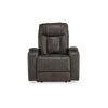 Ashley Callum Power Recliner Chair | Adjustable Headrest | Gray Faux Leather BM328345
