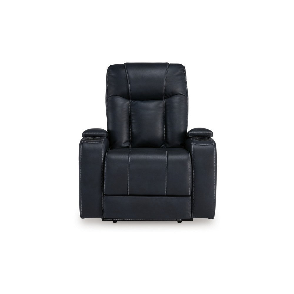 Ashley Callum Power Recliner Chair | Adjustable Headrest | Black Faux Leather BM328346