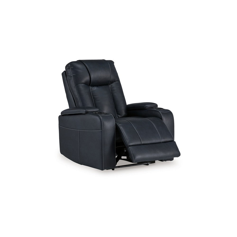 Ashley Callum Power Recliner Chair | Adjustable Headrest | Black Faux Leather BM328346