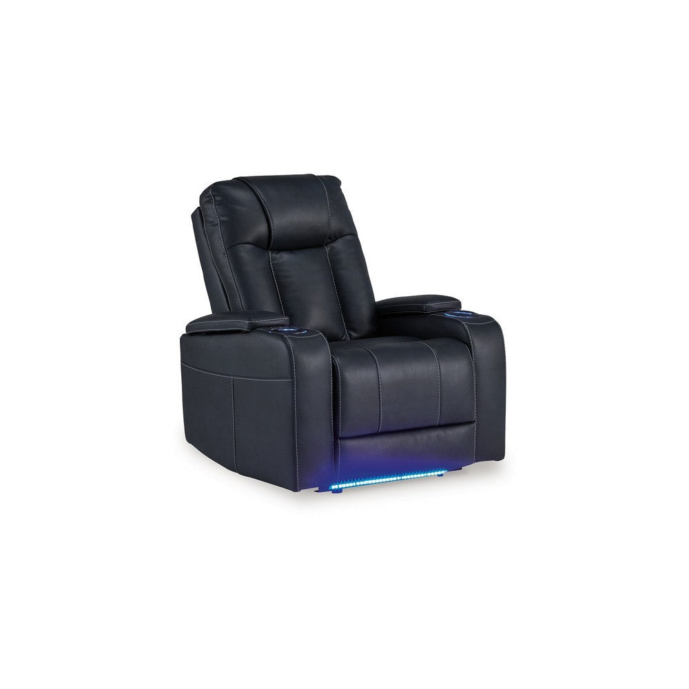 Ashley Callum Power Recliner Chair | Adjustable Headrest | Black Faux Leather BM328346