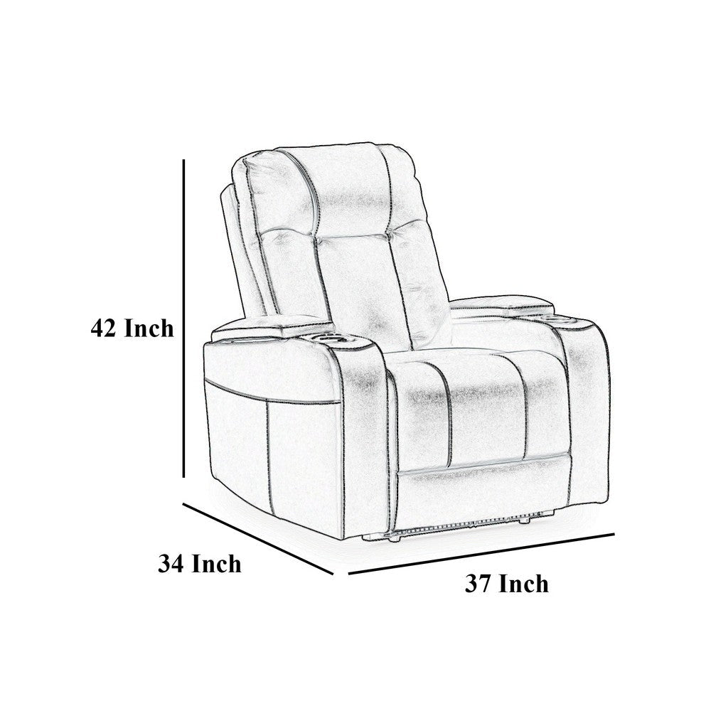 Ashley Callum Power Recliner Chair | Adjustable Headrest | Black Faux Leather BM328346