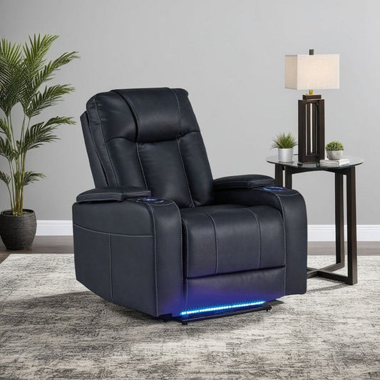Ashley Callum Power Recliner Chair | Adjustable Headrest | Black Faux Leather