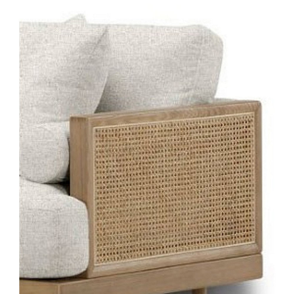 Senu Accent Chair Rattan Woven Armrests Beige Brown Solid Wood BM328355