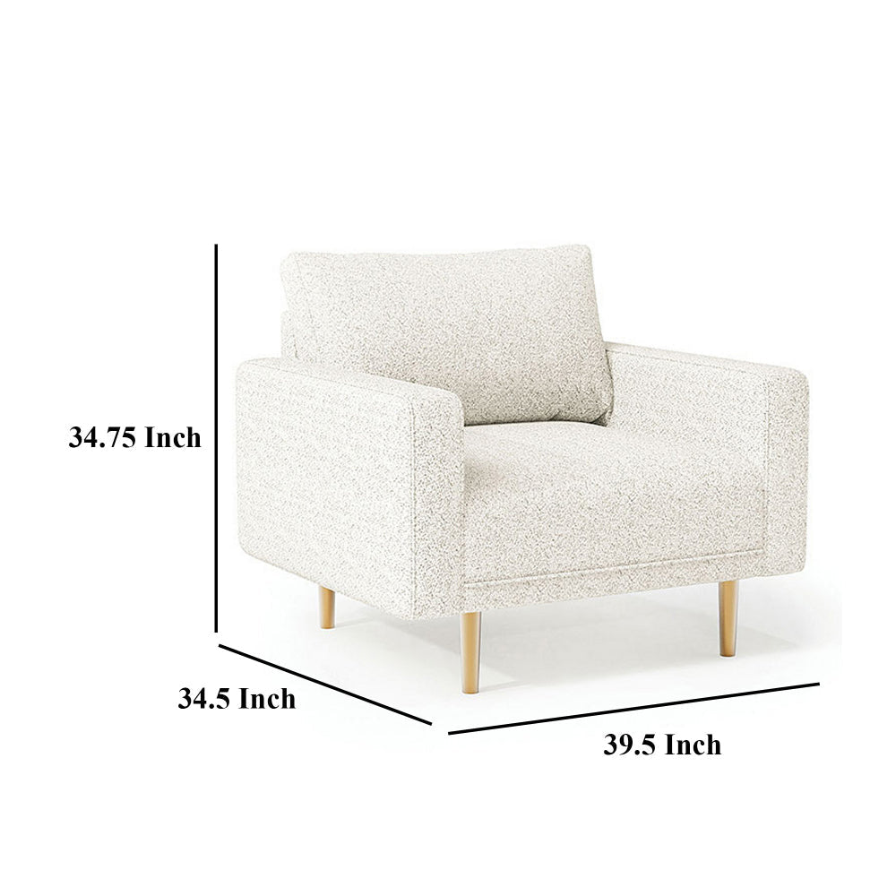 Remy Accent Chair Bench Seat w Track Arms Plush Off White Boucle BM328359