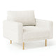 Remy Accent Chair, Bench Seat w Track Arms, Plush Off White Boucle