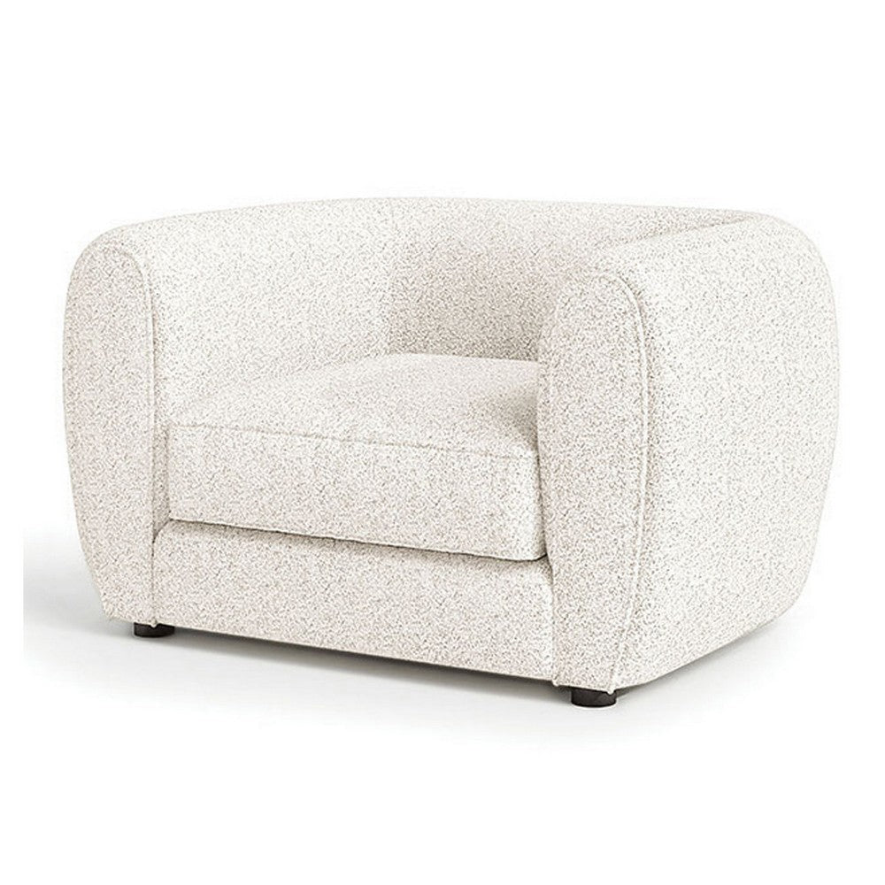 Dly Accent Chair Tuxedo Style Arms Plush White Boucle Cushions BM328360