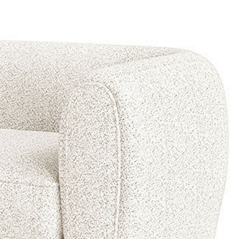 Dly Accent Chair Tuxedo Style Arms Plush White Boucle Cushions BM328360