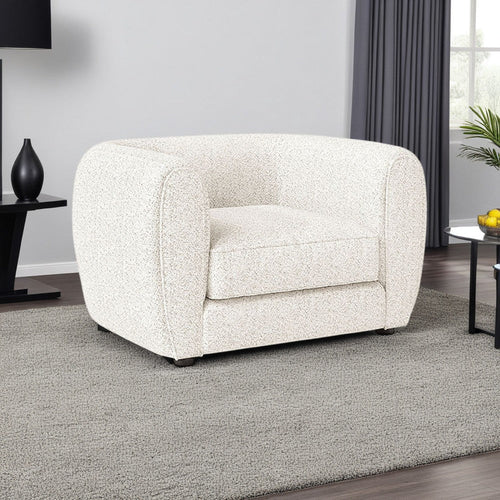 Dly Accent Chair, Tuxedo Style Arms, Plush White Boucle Cushions