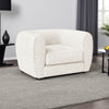 Dly Accent Chair, Tuxedo Style Arms, Plush White Boucle Cushions