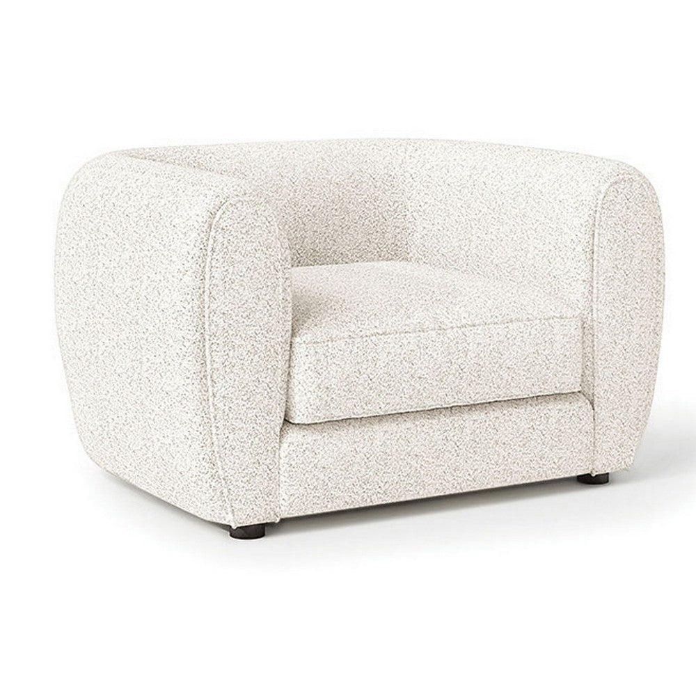 Dly Accent Chair Tuxedo Style Arms Plush White Boucle Cushions BM328360