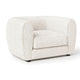 Dly Accent Chair Tuxedo Style Arms Plush White Boucle Cushions BM328360