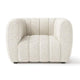 Hery Accent Chair White Channel Tufted Boucle Curved Low Back BM328361