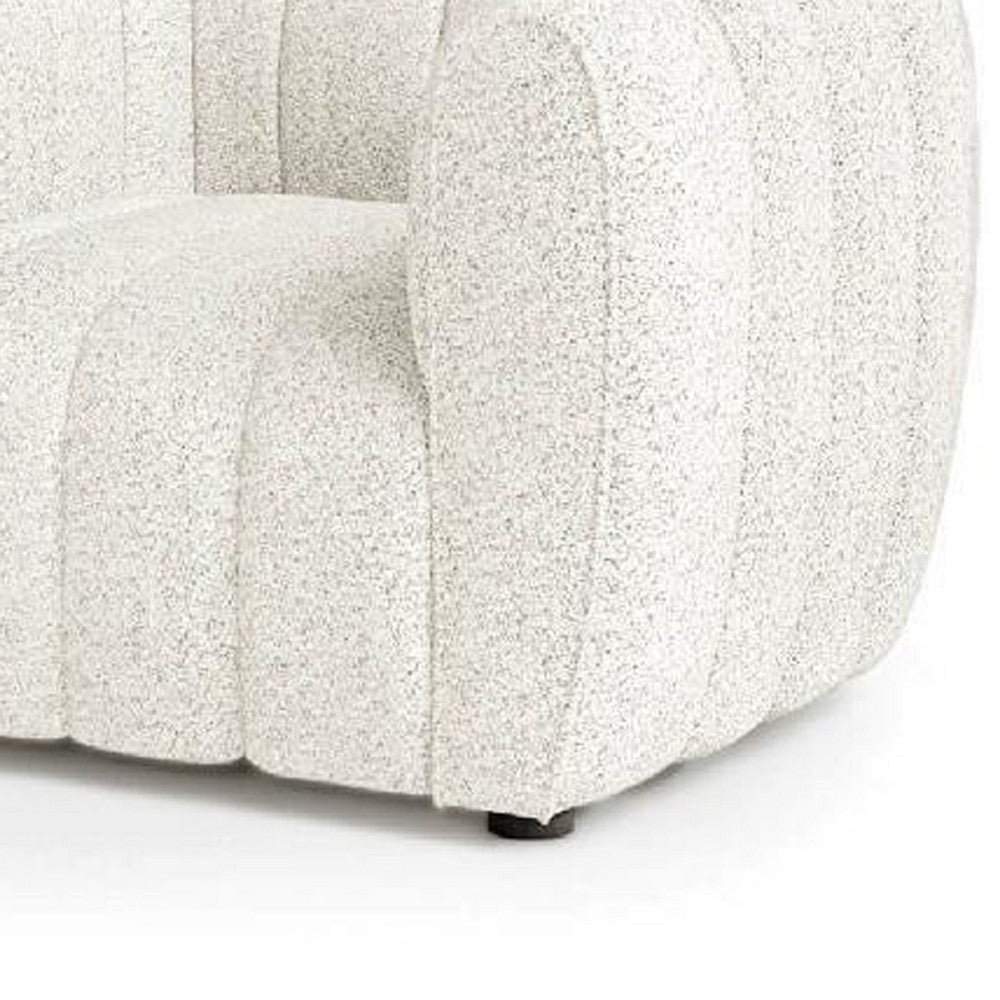 Hery Accent Chair White Channel Tufted Boucle Curved Low Back BM328361