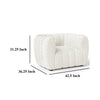 Hery Accent Chair White Channel Tufted Boucle Curved Low Back BM328361