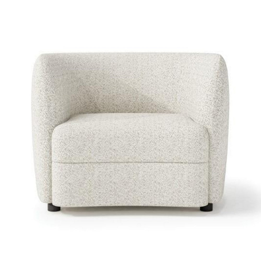 Srey Accent Chair Plush White Boucle Tuxedo Style Curved Backrest BM328362