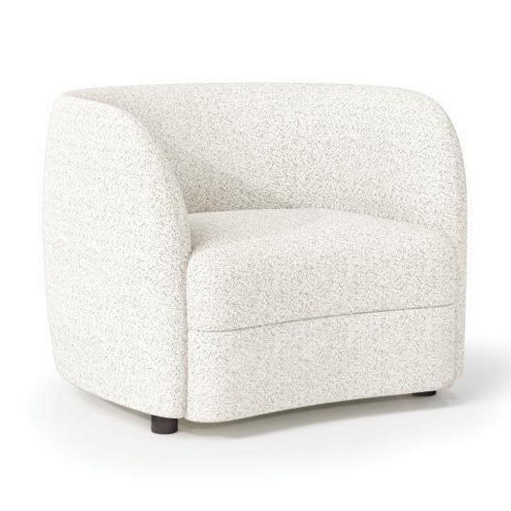 Srey Accent Chair Plush White Boucle Tuxedo Style Curved Backrest BM328362