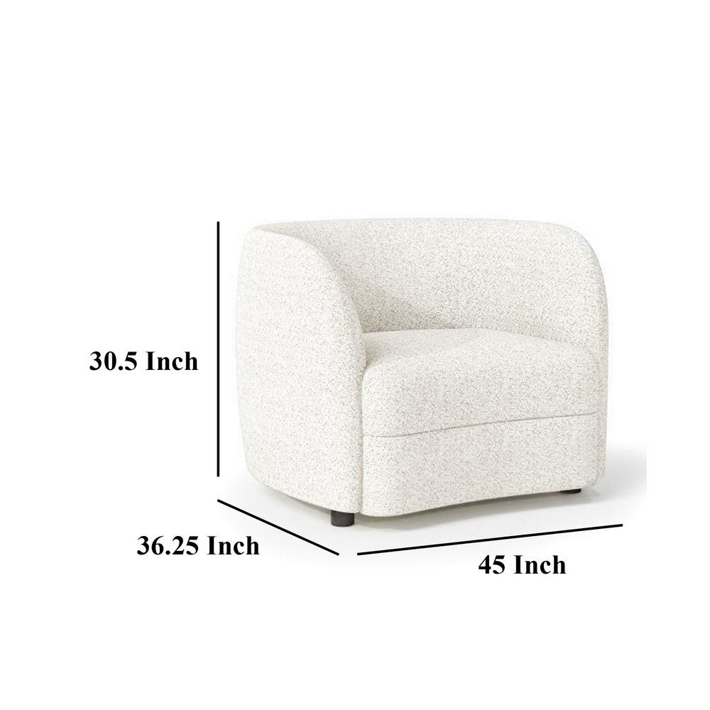 Srey Accent Chair Plush White Boucle Tuxedo Style Curved Backrest BM328362