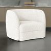 Srey Accent Chair, Plush White Boucle, Tuxedo Style Curved Backrest