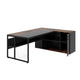 Executive Office Desk 71 Inch L Shaped w Storage Cabinet Brown Black BM328363