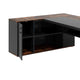 Executive Office Desk 71 Inch L Shaped w Storage Cabinet Brown Black BM328363