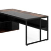 Executive Office Desk 71 Inch L Shaped w Storage Cabinet Brown Black BM328363
