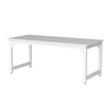 Home Office Desk 63 Inch Minimalist Wood Top w White Metal Frame BM328364