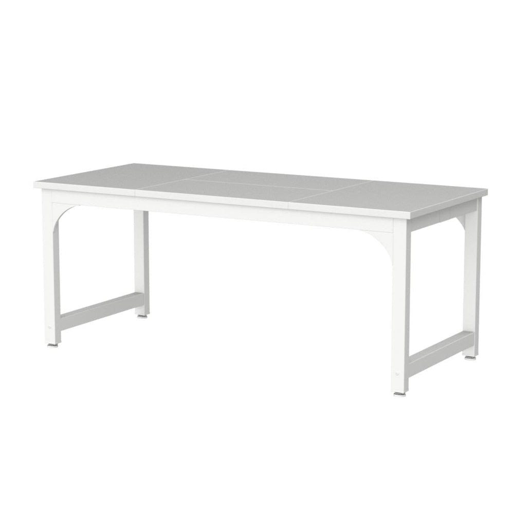 Home Office Desk 63 Inch Minimalist Wood Top w White Metal Frame BM328364