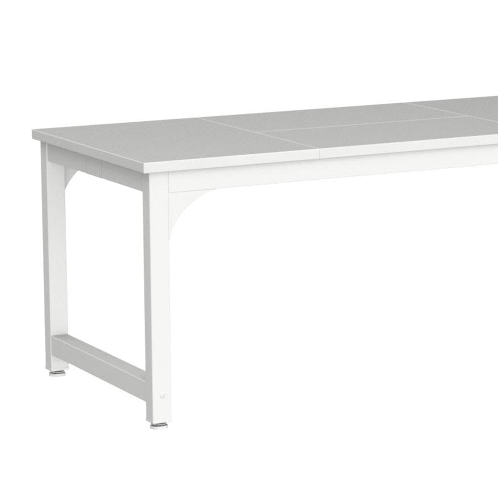 Home Office Desk 63 Inch Minimalist Wood Top w White Metal Frame BM328364