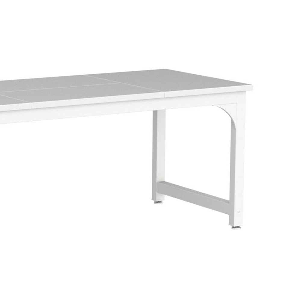 Home Office Desk 63 Inch Minimalist Wood Top w White Metal Frame BM328364