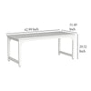 Home Office Desk 63 Inch Minimalist Wood Top w White Metal Frame BM328364