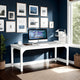 Home Office Desk, 63 Inch Minimalist Wood Top w White Metal Frame