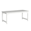 Home Office Desk, 63 Inch Minimalist Wood Top w White Metal Frame