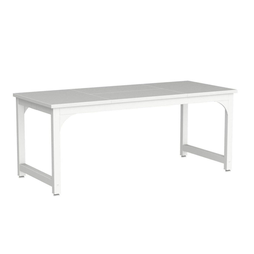 Home Office Desk, 63 Inch Minimalist Wood Top w White Metal Frame