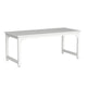 Home Office Desk, 63 Inch Minimalist Wood Top w White Metal Frame