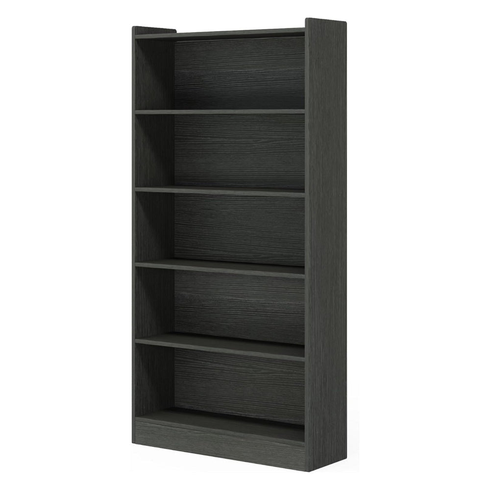 Modern Bookcase 6 Tier Display Shelves 72 Inch Black Wood Frame BM328365
