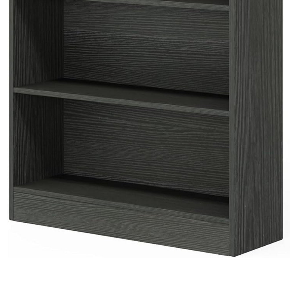 Modern Bookcase 6 Tier Display Shelves 72 Inch Black Wood Frame BM328365