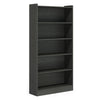 Modern Bookcase, 6 Tier Display Shelves, 72 Inch Black Wood Frame