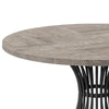 Dining Table 47 Inch Round Gray Wood Top Black Metal Hourglass Base BM328366
