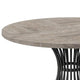 Dining Table 47 Inch Round Gray Wood Top Black Metal Hourglass Base BM328366