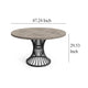 Dining Table 47 Inch Round Gray Wood Top Black Metal Hourglass Base BM328366