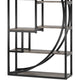 Modern Bookcase 5 Tier Geometric Display Shelves 71 Inch Black Metal BM328367
